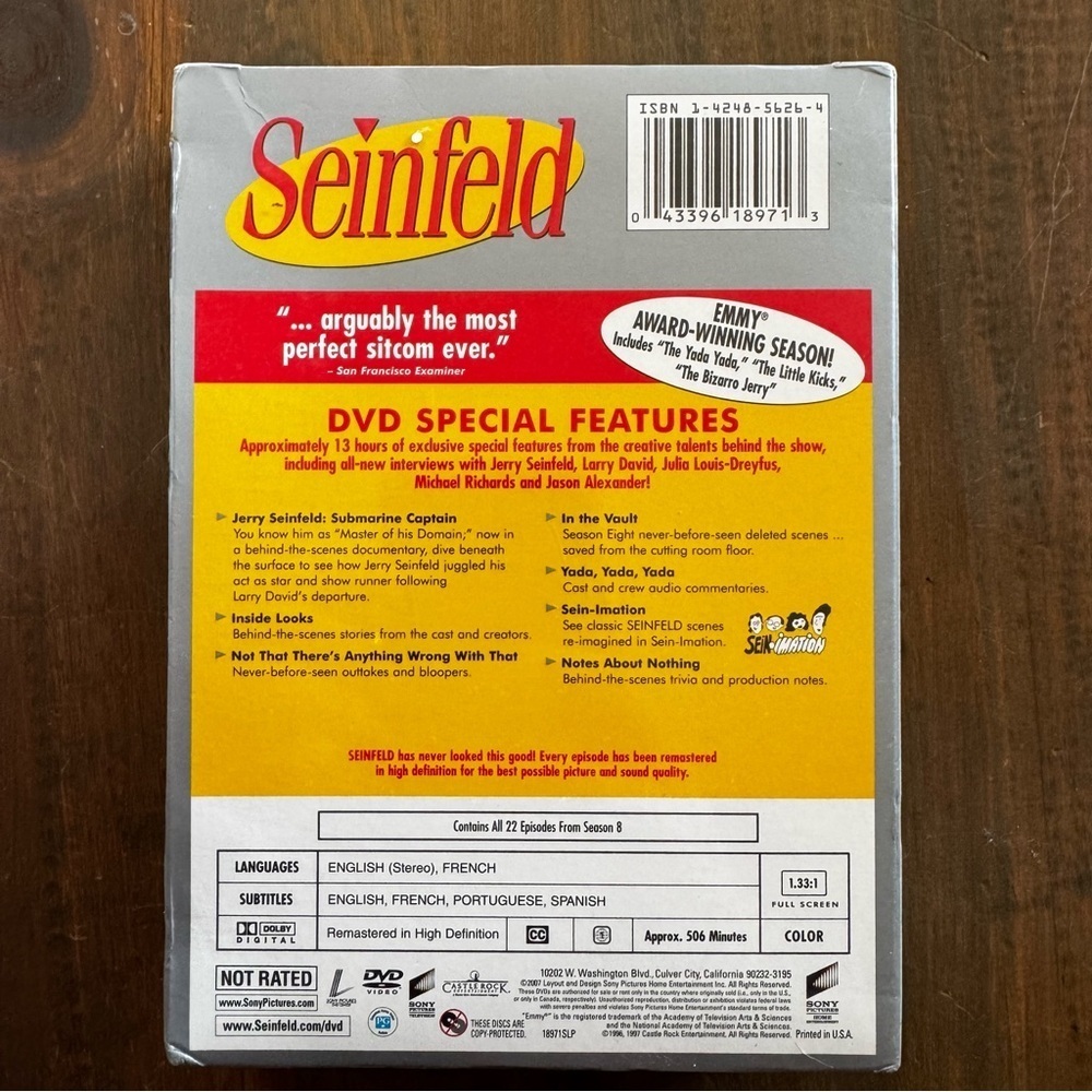 SEINFELD Box GIFT Set DVD Seasons 1, 2, 3 Brand NEW Sealed PLUS SEASON 8 Sealed! - Picture 10 of 14